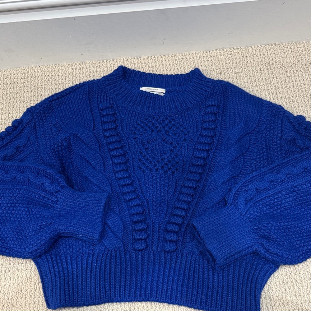 Anthropologie Royal Blue Cable Knit Sweater